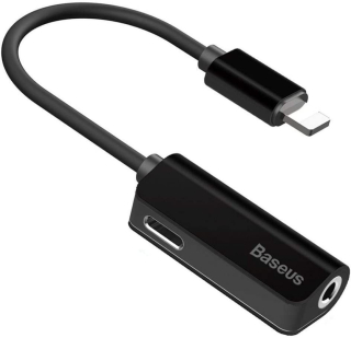 2v1 redukce Baseus - Lightning - Lightning / 3,5mm - černá